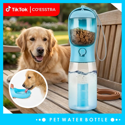 3-in-1 Portable Pet Water Bottle - 20oz Leak-Proof Container with Integrated Poop Bag Dispenser for Travel, Hiking, and Outdoor Activities