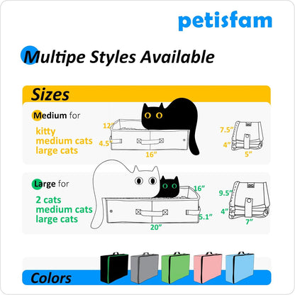 Portable Cat Travel Litter Box with Zipped Lid for Convenient and Clean Use in Cars, Hotels, and Airplanes