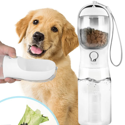 3-in-1 Portable Pet Water Bottle - 20oz Leak-Proof Container with Integrated Poop Bag Dispenser for Travel, Hiking, and Outdoor Activities