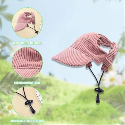 Chenille Pet Baseball Hat for Cats and Dogs - UV Protection Ear-Exposed Sun Hat for Small, Medium, and Large Pets - Available in Light Blue