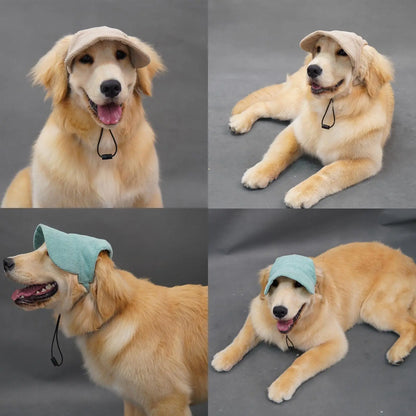 Chenille Pet Baseball Hat for Cats and Dogs - UV Protection Ear-Exposed Sun Hat for Small, Medium, and Large Pets - Available in Light Blue