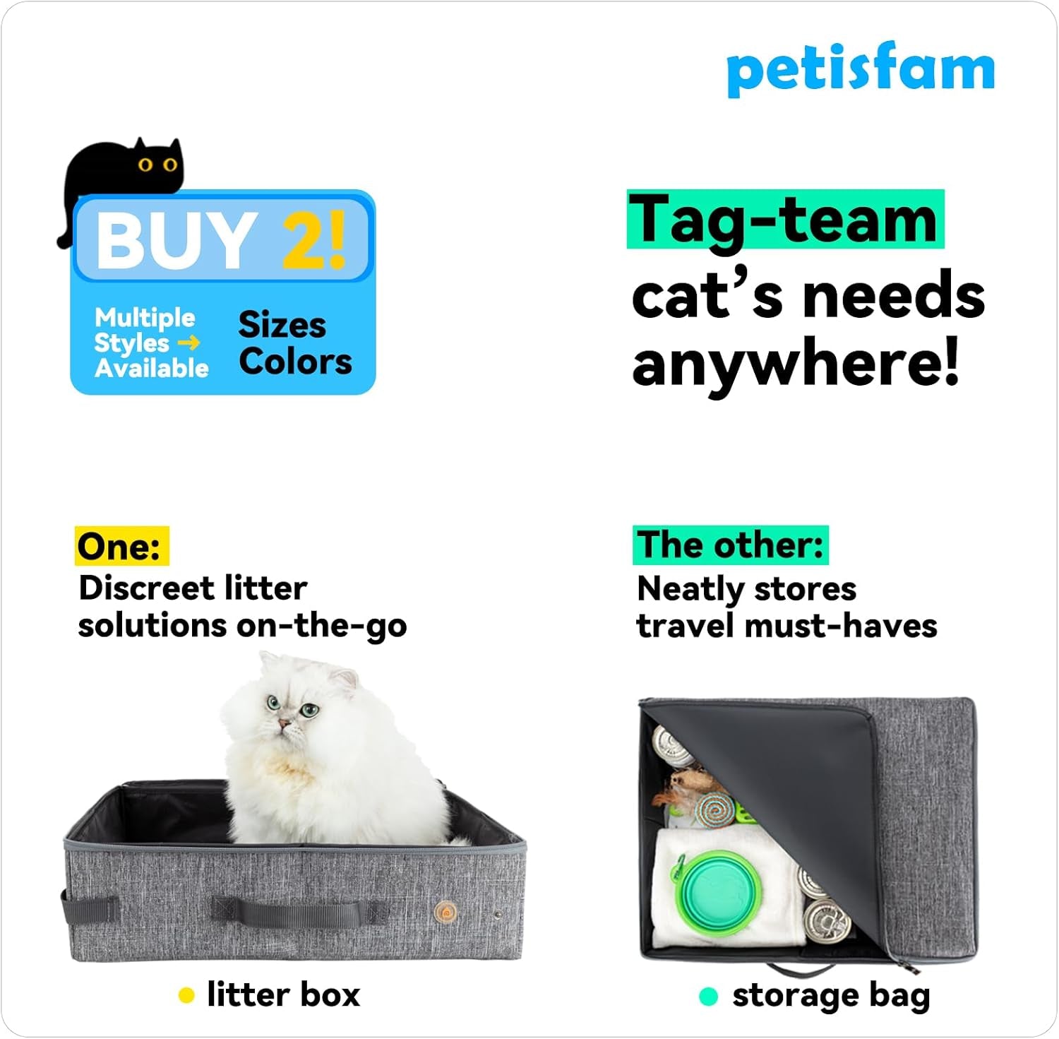Portable Cat Travel Litter Box with Zipped Lid for Convenient and Clean Use in Cars, Hotels, and Airplanes