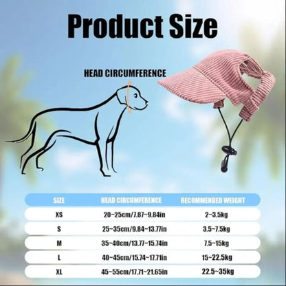 Chenille Pet Baseball Hat for Cats and Dogs - UV Protection Ear-Exposed Sun Hat for Small, Medium, and Large Pets - Available in Light Blue