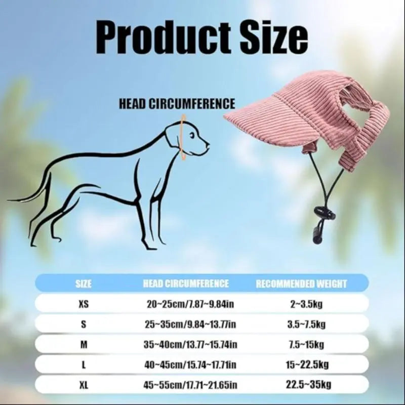 Chenille Pet Baseball Hat for Cats and Dogs - UV Protection Ear-Exposed Sun Hat for Small, Medium, and Large Pets - Available in Light Blue