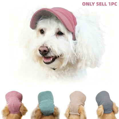 Chenille Pet Baseball Hat for Cats and Dogs - UV Protection Ear-Exposed Sun Hat for Small, Medium, and Large Pets - Available in Light Blue