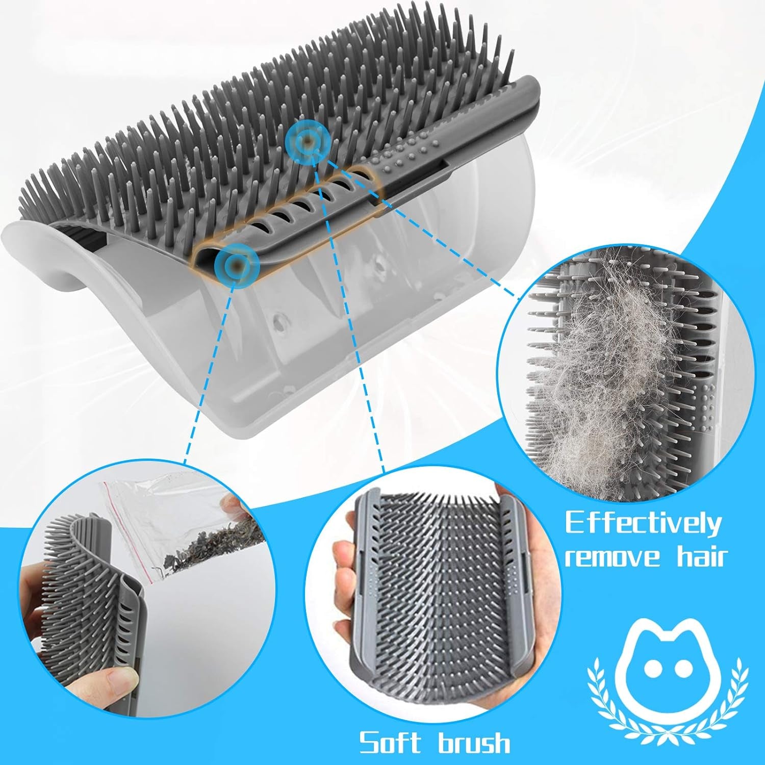 2-Pack Corner Cat Grooming Combs - Dual Function Massage and Scratching Tool for Kittens and Puppies with Short and Long Fur