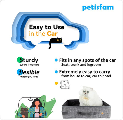 Portable Cat Travel Litter Box with Zipped Lid for Convenient and Clean Use in Cars, Hotels, and Airplanes