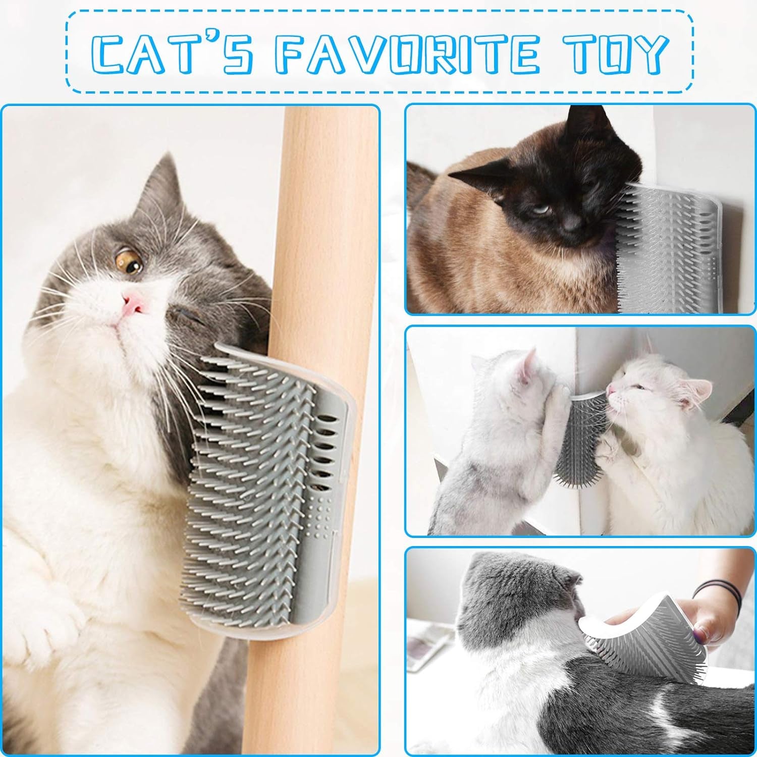 2-Pack Corner Cat Grooming Combs - Dual Function Massage and Scratching Tool for Kittens and Puppies with Short and Long Fur
