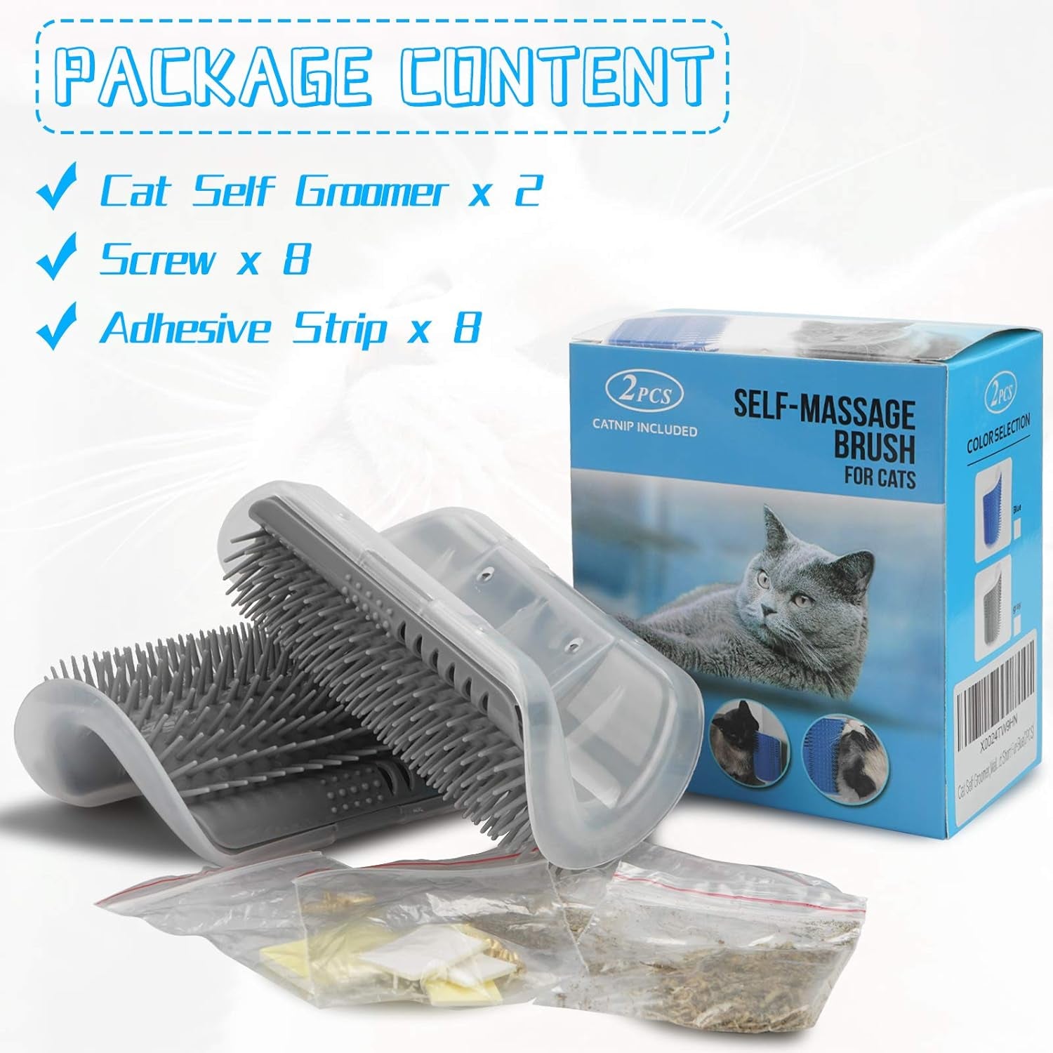 2-Pack Corner Cat Grooming Combs - Dual Function Massage and Scratching Tool for Kittens and Puppies with Short and Long Fur