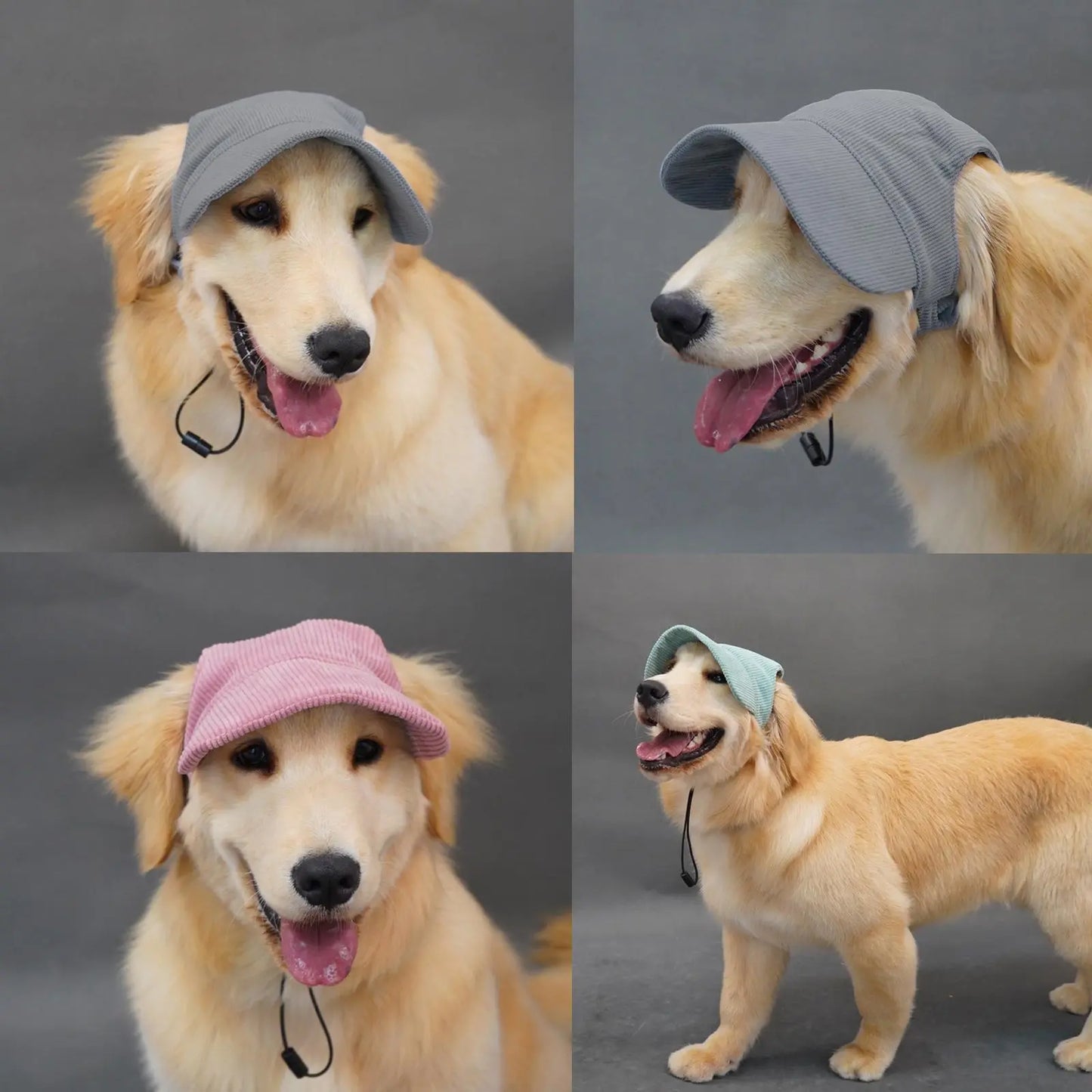 Chenille Pet Baseball Hat for Cats and Dogs - UV Protection Ear-Exposed Sun Hat for Small, Medium, and Large Pets - Available in Light Blue