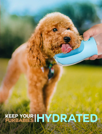 3-in-1 Portable Pet Water Bottle - 20oz Leak-Proof Container with Integrated Poop Bag Dispenser for Travel, Hiking, and Outdoor Activities
