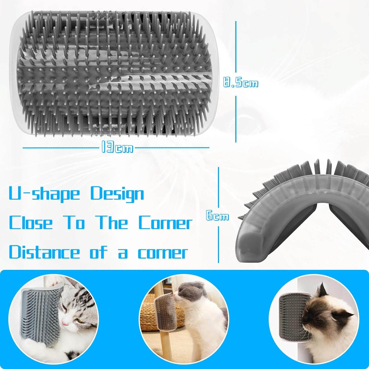 2-Pack Corner Cat Grooming Combs - Dual Function Massage and Scratching Tool for Kittens and Puppies with Short and Long Fur